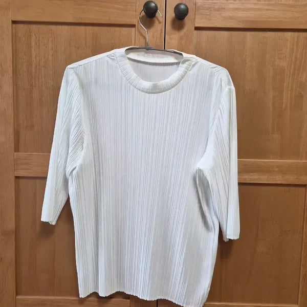 [BUNJANG] KUHO Pleated 7/10 Sleeve Blouse - White Ivory, Size S / (새상품)구호 백아이보리 플리츠 7부 소매 블라우스 S사이즈