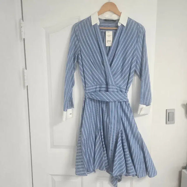[BUNJANG] Polo Ralph Lauren Striped Wrap Dress / 폴로 랄프로렌 스트라이프 랩 원피스
