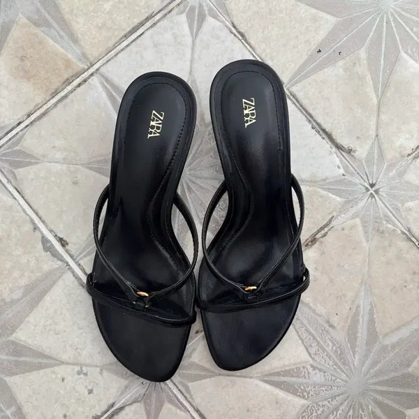 [BUNJANG] Zara Metallic Detail Kitten Heels / 자라 메탈릭 디테일 키튼 샌들