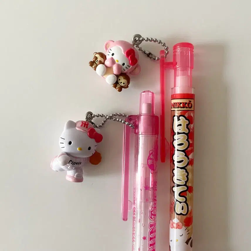 [BUNJANG] Vintage Hello Kitty Baseball Monkey Mechanical Pencil & Ballpoint Pen Set / 고전 키티 야구 원숭이 샤프 볼펜