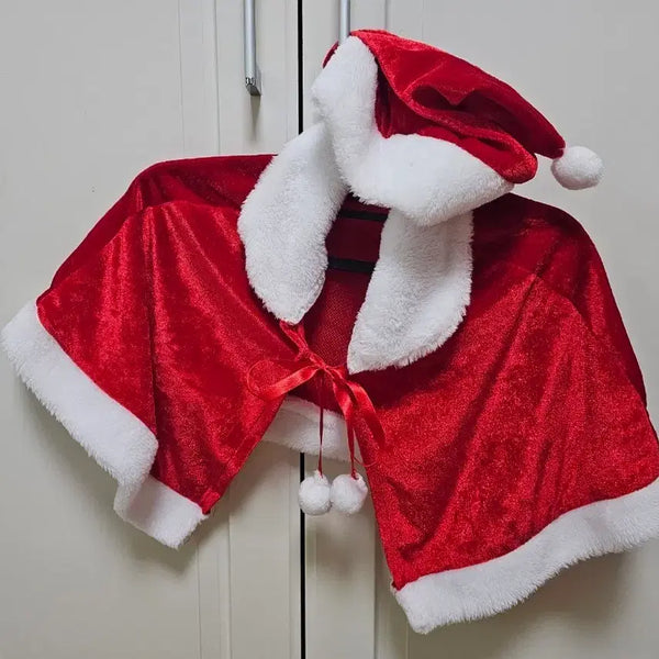 [BUNJANG] Santa Claus Cape and Hat Set Christmas Costume / 산타 망토 모자 세트 크리스마스 코스튬