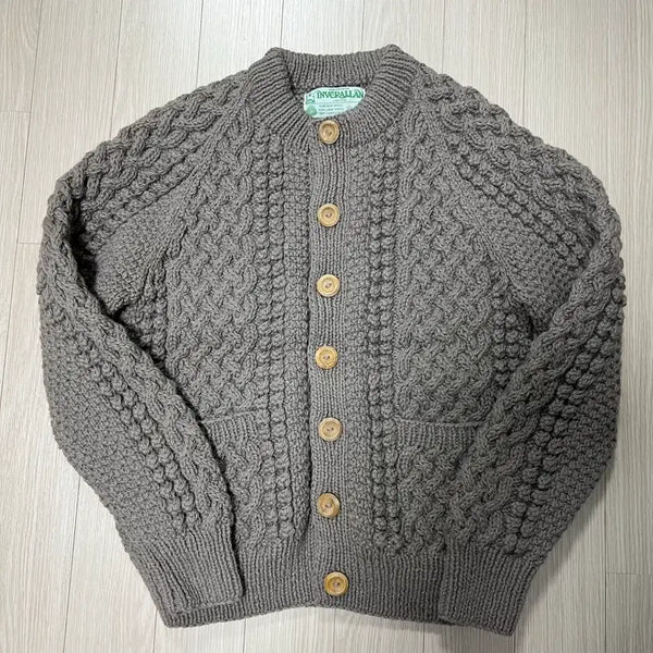 [BUNJANG] INVERALLAN 4A Golfer Cardigan Brown Pure Wool / 인버알란 INVERALLAN 4A 골퍼 브라운 퓨어 울 가디건 여성