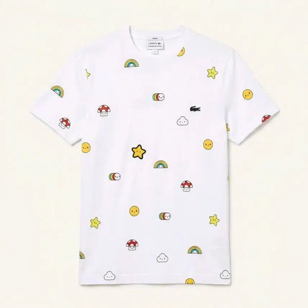 [BUNJANG] Lacoste White Character Short Sleeve T-Shirt Size S / 라코스테 화이트 캐릭터 반팔 티셔츠 S