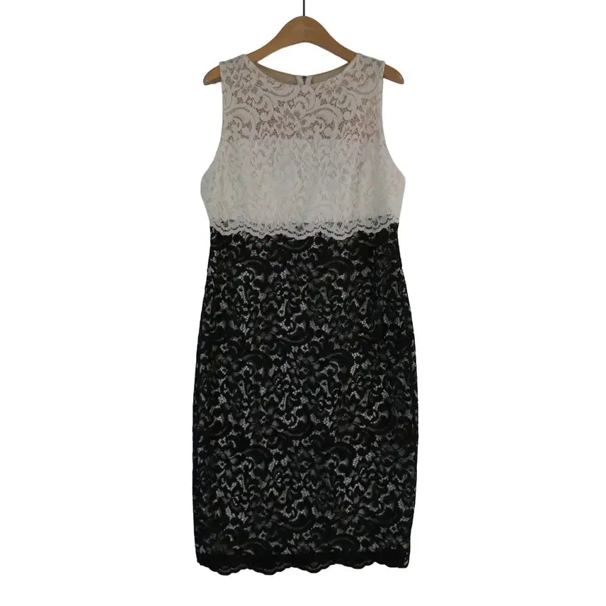 [BUNJANG] Ralph Lauren Black & White Floral Lace Sleeveless Dress Size 8 / RALPH LAUREN 랄프로렌 레이스 원피스 8  하객룩 원피스