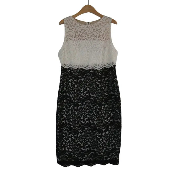 [BUNJANG] Ralph Lauren Black & White Floral Lace Sleeveless Dress Size 8 / RALPH LAUREN 랄프로렌 레이스 원피스 8  하객룩 원피스