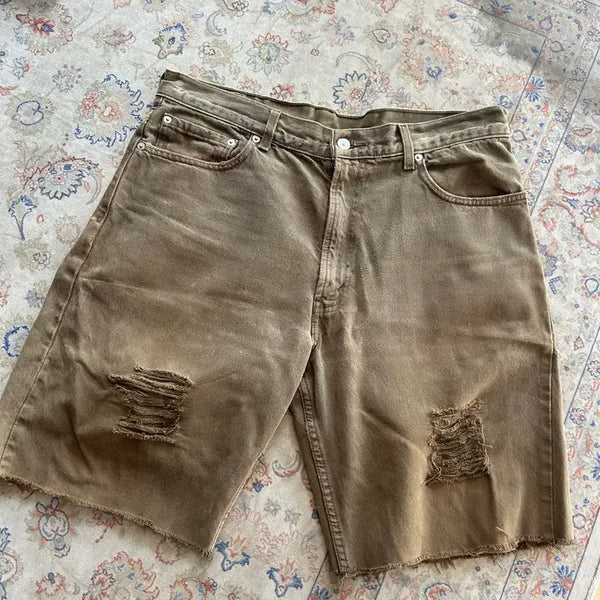 [BUNJANG] Levi's 550 00s Cut-off Shorts Brown Khaki / 00s 리바이스550 컬러진 컷오프쇼츠 36