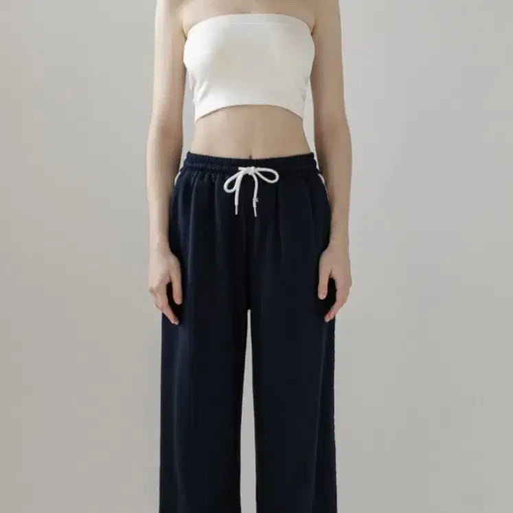 [BUNJANG] Nonenon Lace Track Banding Pants - Navy / (새상품)논앤논 레이스 트랙 밴딩 팬츠-네이비색상