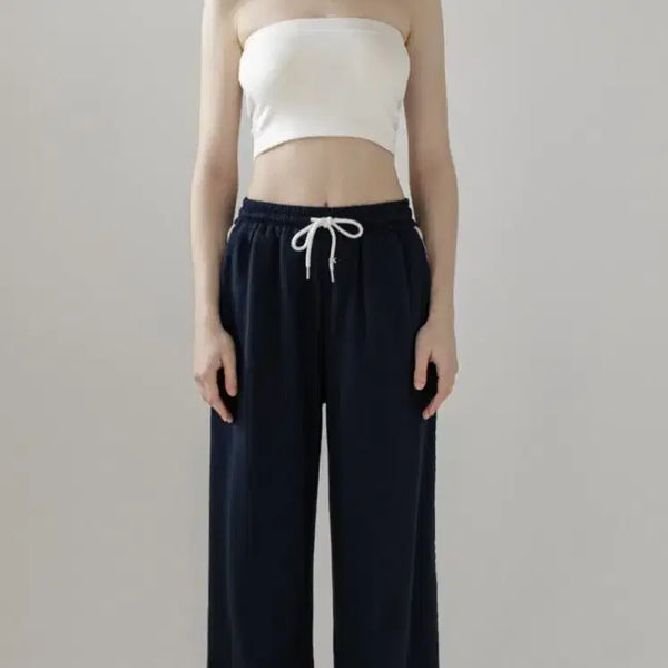[BUNJANG] Nonenon Lace Track Banding Pants - Navy / (새상품)논앤논 레이스 트랙 밴딩 팬츠-네이비색상