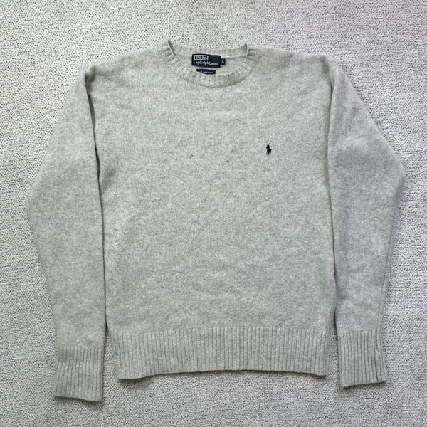 [BUNJANG] Polo Ralph Lauren Oatmeal Crewneck Knit Signature Pony L / 폴로 랄프로렌 오트밀 라운드 니트 크루넥 시그니처 포니 L