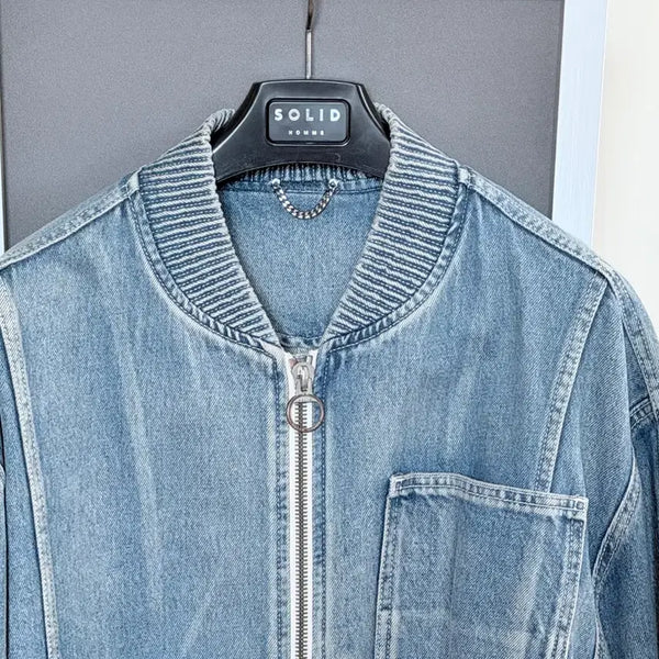 [BUNJANG] Solid Homme Denim Bomber Jacket / 솔리드옴므 데님 봄버자켓 블루종