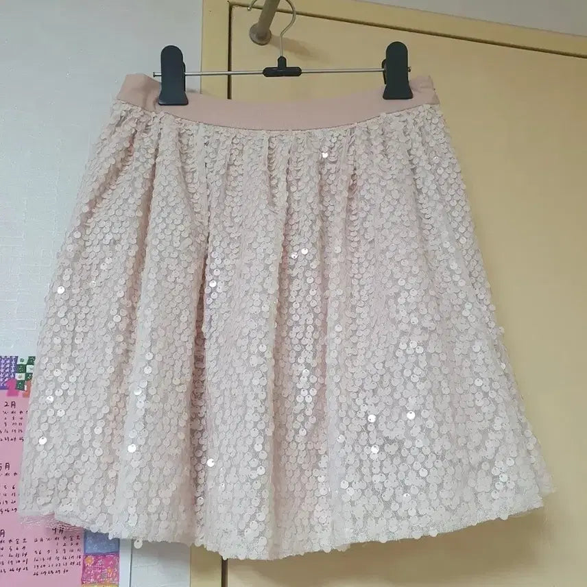 [BUNJANG] JILLSTUART Sequin Mini Skirt Beige / 질스튜어트 스팽글 치마 스커트 베이지