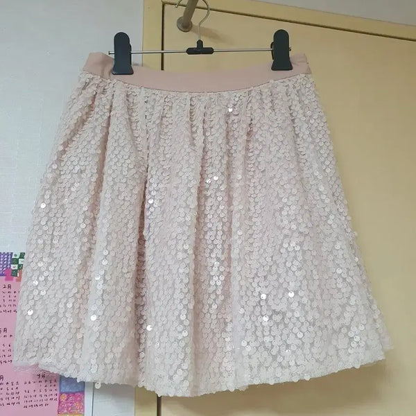 [BUNJANG] JILLSTUART Sequin Mini Skirt Beige / 질스튜어트 스팽글 치마 스커트 베이지