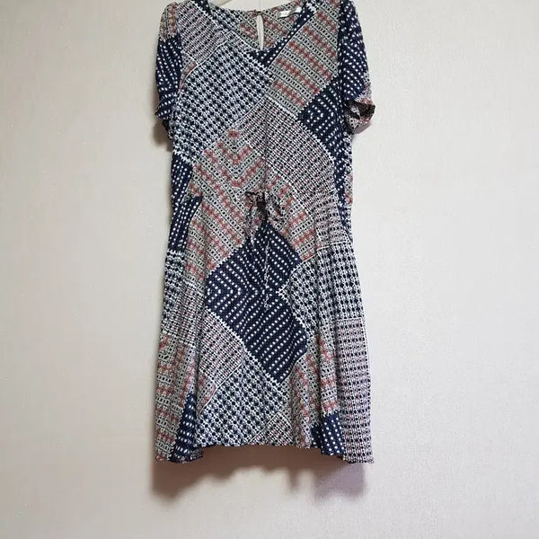 [BUNJANG] Pattern Midi Dress with Waist String / 시원한 패턴원피스