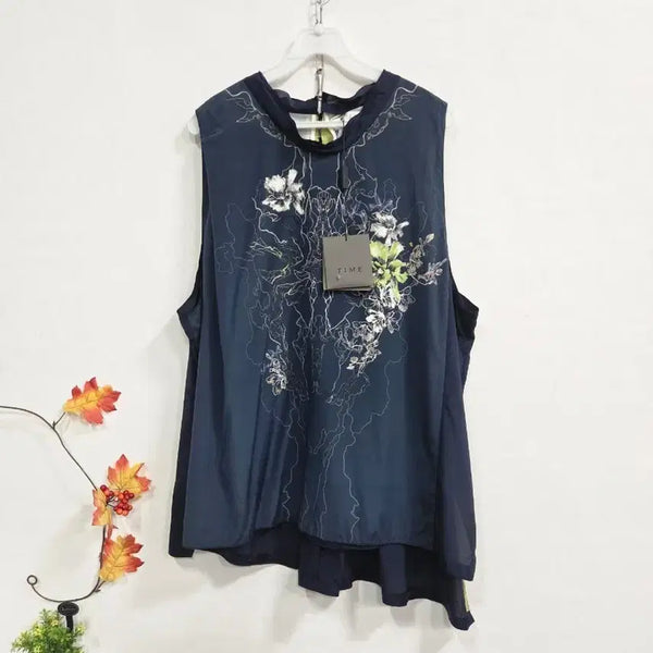 [BUNJANG] TIME Women's Sleeveless Blouse Patterned Size 55-66 / TIME 여성 패턴 민소매 블라우스 55~66
