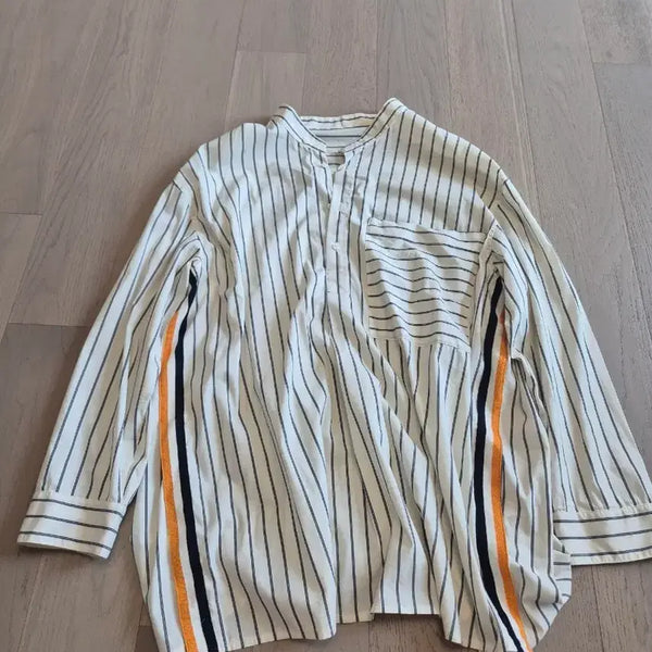 [BUNJANG] System Homme White Stripe Oversized Fit Shirt / 시스템옴므 화이트 스트라이프 오버핏셔츠