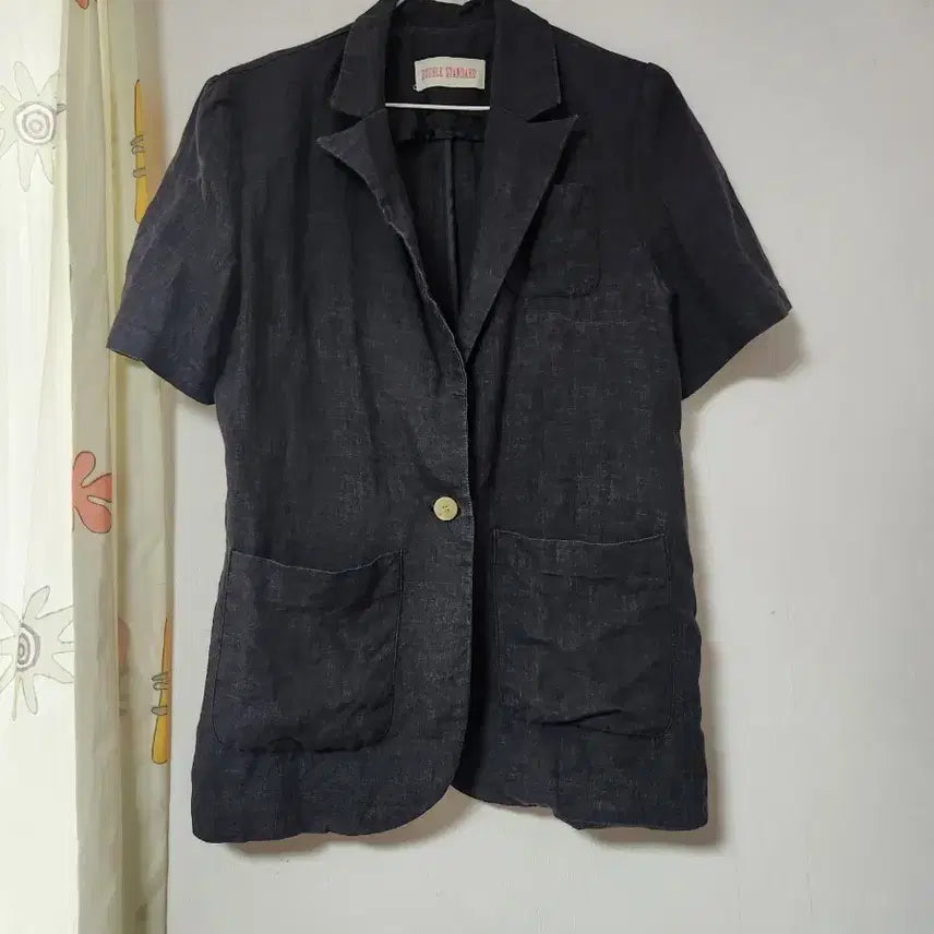 [BUNJANG] Double Standard Linen Short Sleeve Jacket F / 더블 스탠다드 반팔 린넨 자켓 F