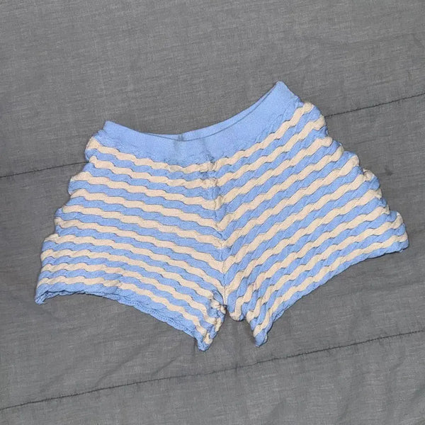 [BUNJANG] Femme Muse Knit Micro Shorts Sky Blue Yellow / 팜므뮤즈 니트 숏팬츠 마이크로쇼츠 스카이블루 옐로우 반바지 노랑하늘[옷]
