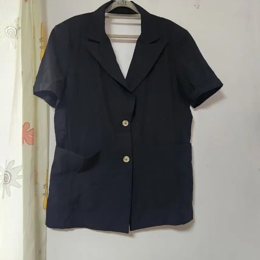 [BUNJANG] Plus Size Black V-Neck Open Back Short Sleeve Jacket (Fits 88-99) / 빅사이즈 섹시한 등오픈 여성 반팔 자켓 88~99