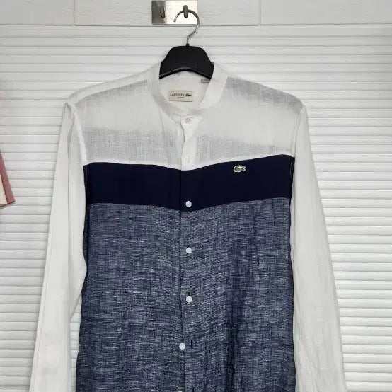 [BUNJANG] Lacoste Cotton Linen Blend Mandarin Collar Shirt / 라코스테 차이나 카라 마100% 남방 셔츠