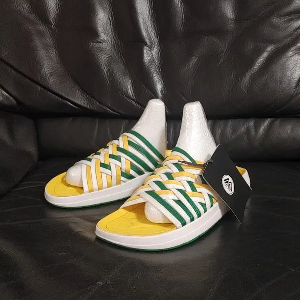 [BUNJANG] Malibu x Missoni Polyester Slider Sandals White Green Yellow / 새상품)말리부X미소니 240 주마 폴리에스터 슬리퍼 화이트 그린 옐로우