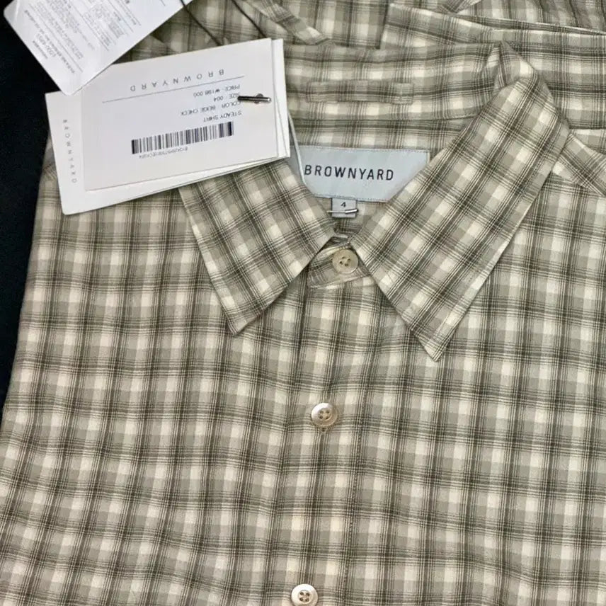 [BUNJANG] Brown Yak Stead Shirt Beige Check / [4] 브라운야드 스테디셔츠 베이지체크