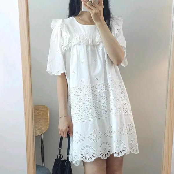 [BUNJANG] Attirance Women's Short-Sleeve Punch Lace Dress / (F)아뜨랑스 여성 반팔 원피스 펀칭 레이스 E3W3628