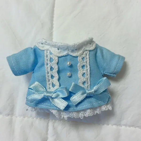 [BUNJANG] 12cm Doll Plush Outfit Blue Lace Ribbon Dress / 12cm 누이구루미 인형옷 하늘색 레이스 리본 원피스