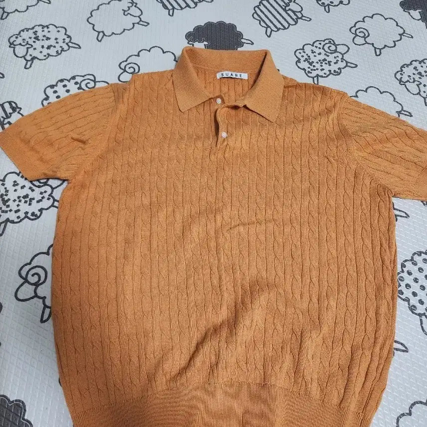 [BUNJANG] Suare Cable Knit Short Sleeve Polo T-Shirt M (100-105) / 수아레 케이블 니트 반팔 카라티 M(100-105)