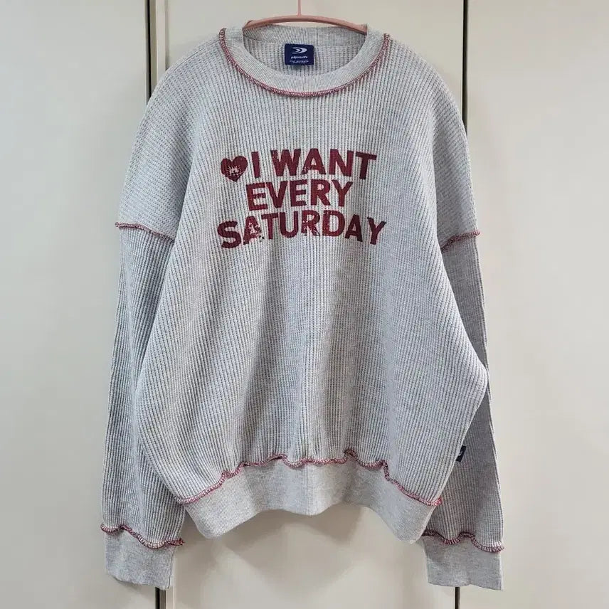 [BUNJANG] Grey Oversized Sweatshirt with Lettering Detail / 박시한 맨투맨