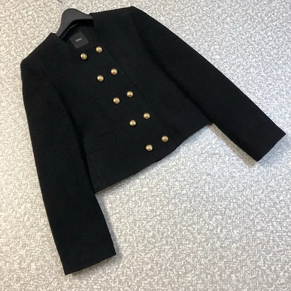 [BUNJANG] ZOOC Double-Button Gold-Button Tweed Jacket Black / ZOOC 주크 22년 트위드 자켓 더블단추 금장 쥬크 블랙 검정 하객룩