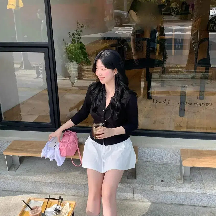 [BUNJANG] Diane Linné Kara Shirt Black / 다이앤 린느 카라 셔츠 블랙 새상품