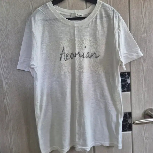 [BUNJANG] Lace Lettering Short Sleeve T-Shirt / 브랜드_레이스 레터링 반팔티셔츠 F