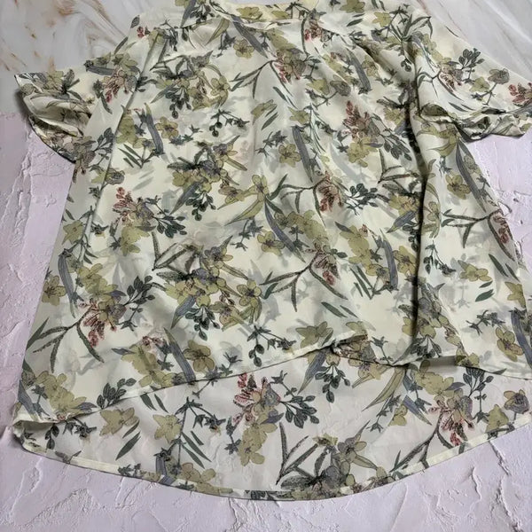 [BUNJANG] Flower Pattern Chiffon Blouse / 플라워 패턴 블라우스 쉬폰