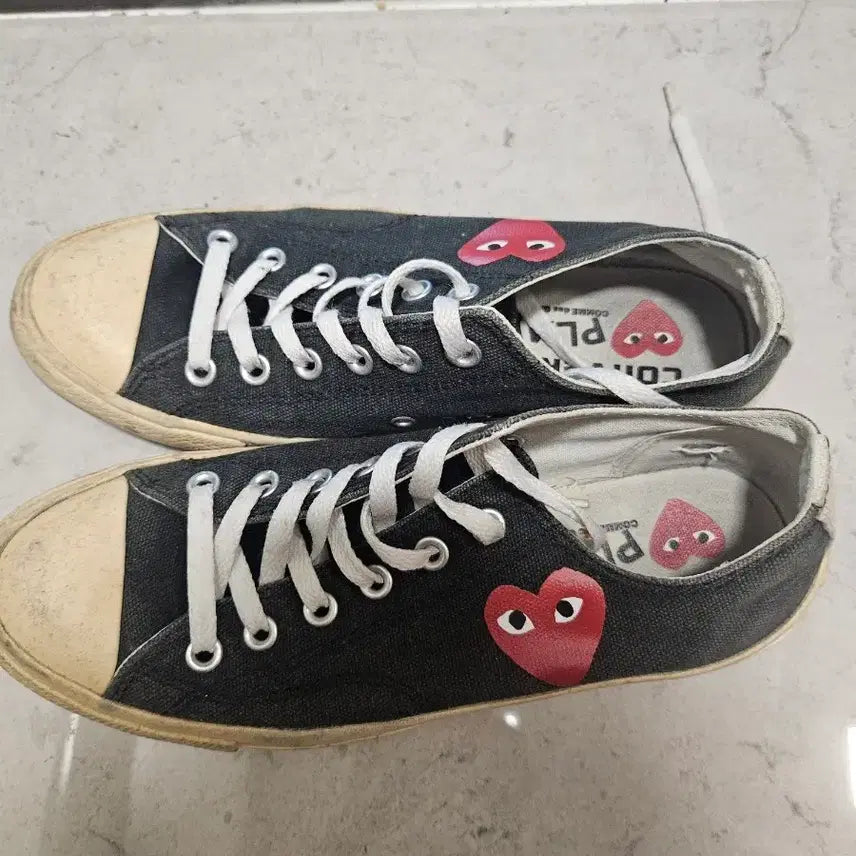 [BUNJANG] Comme des Garçons Converse Heart Low-Top Sneakers Black / 꼼데 컨버스 블랙 스니커즈 하트 로우 잭퍼셀
