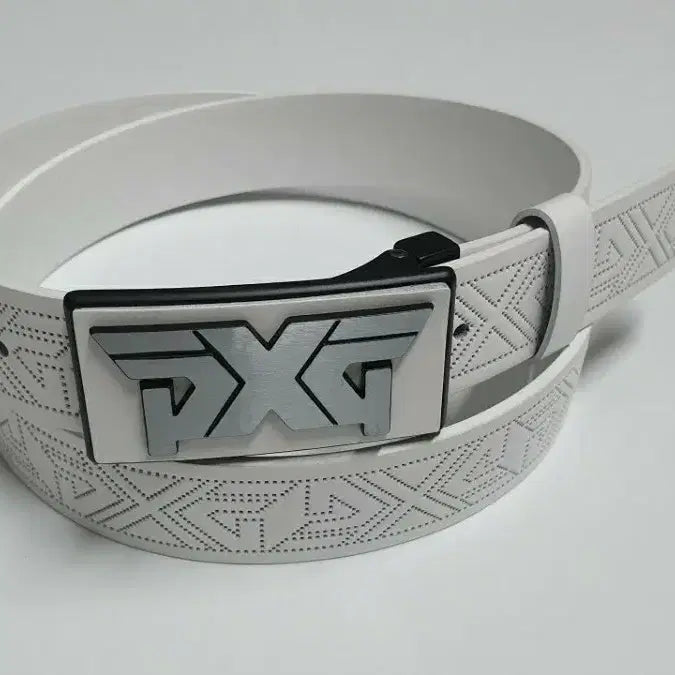 [BUNJANG] Men's Golf Automatic Belt White Embossed Pattern / 골프 남성  자동벨트 새상품