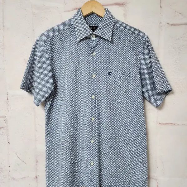 [BUNJANG] DAKS Men's Patterned Short-Sleeve Linen Shirt Size 95 / DAKS 남성 반팔 셔츠 패턴