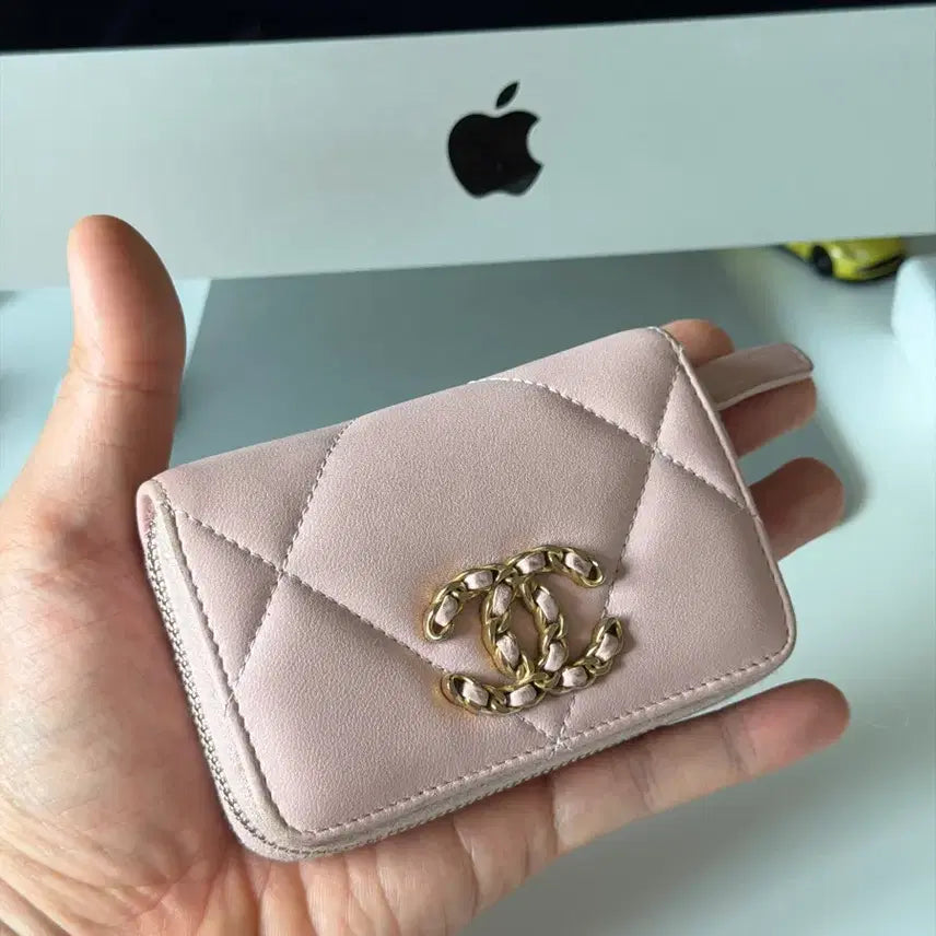 [BUNJANG] Chanel 19 Zipper Card Holder Pink / 샤넬 19 지퍼 카드지갑 핑크 (풀구성)