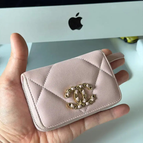 [BUNJANG] Chanel 19 Zipper Card Holder Pink / 샤넬 19 지퍼 카드지갑 핑크 (풀구성)