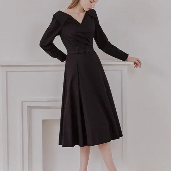 [BUNJANG] Bride And You ELLIE V-neck Black Long Dress / BAU by 브라이드앤유 하객 원피스 ELLIE V-neck shirt