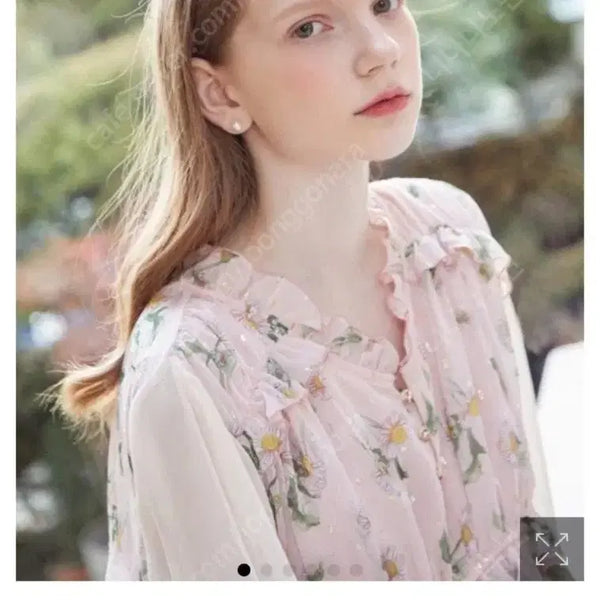 [BUNJANG] Hakeish Angel Chiffon Flower Blouse - Baby Pink / [새상품] 하케쉬 엔젤 쉬폰 플라워 블라우스 베이비핑크