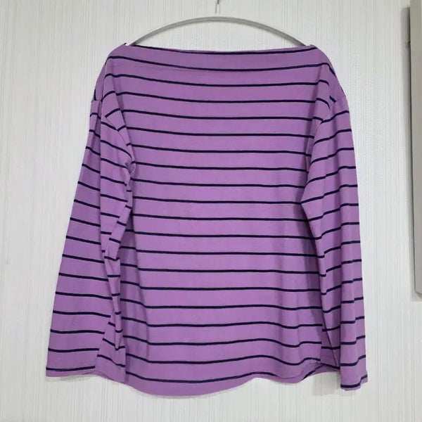 [BUNJANG] Off-the-Shoulder Striped T-Shirt / 오픈숄더 스트라이프 티셔츠