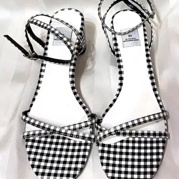 [BUNJANG] R by Rococo Gingham Check Enamel Sandals Size 245 / (245사이즈) 로코코 깅엄체크 샌들 상태좋음