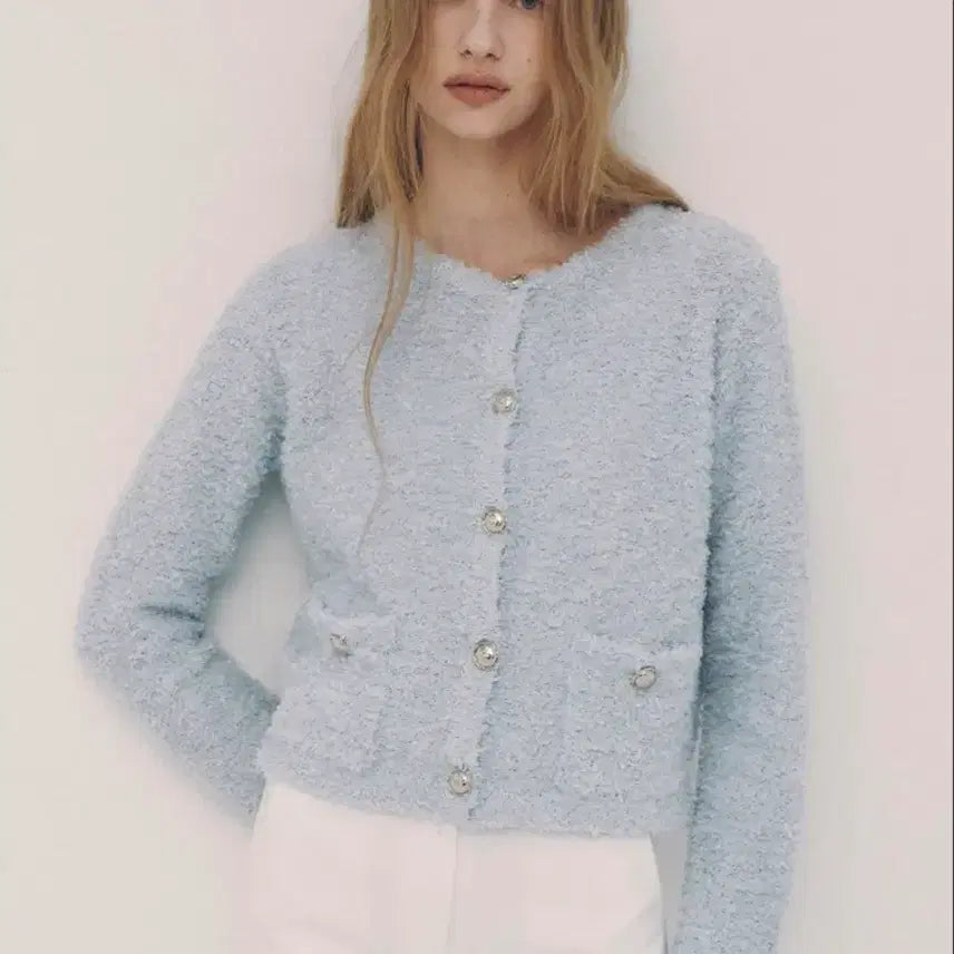 [BUNJANG] Chix Label Annie Knit Cardigan - Baby Blue / 칙스라벨 애니 니트 가디건 - Baby Blue 새상품