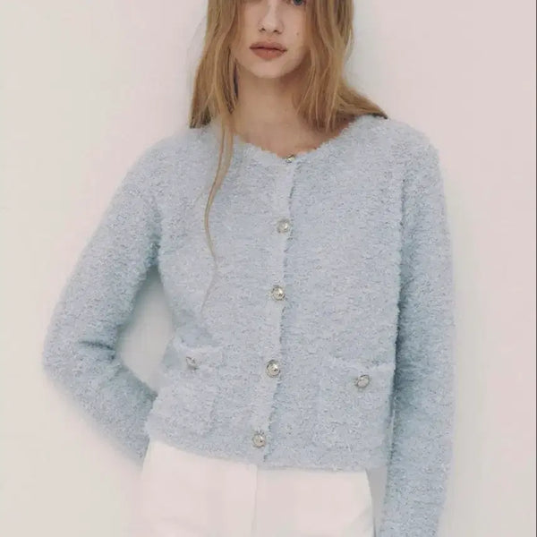 [BUNJANG] Chix Label Annie Knit Cardigan - Baby Blue / 칙스라벨 애니 니트 가디건 - Baby Blue 새상품