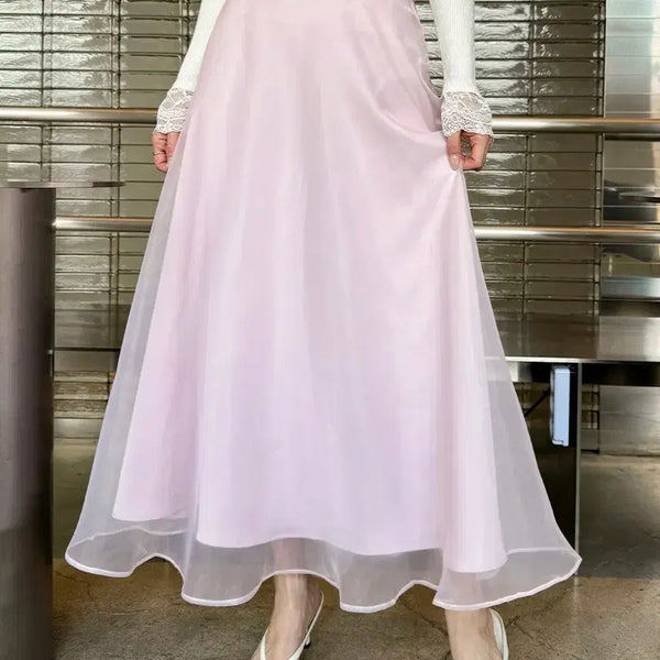 [BUNJANG] Organza Silky Tulip Skirt - Balletcore / [당일발송] 오간자 실키 튤립 발레코어 여리여리 밴딩 스커트