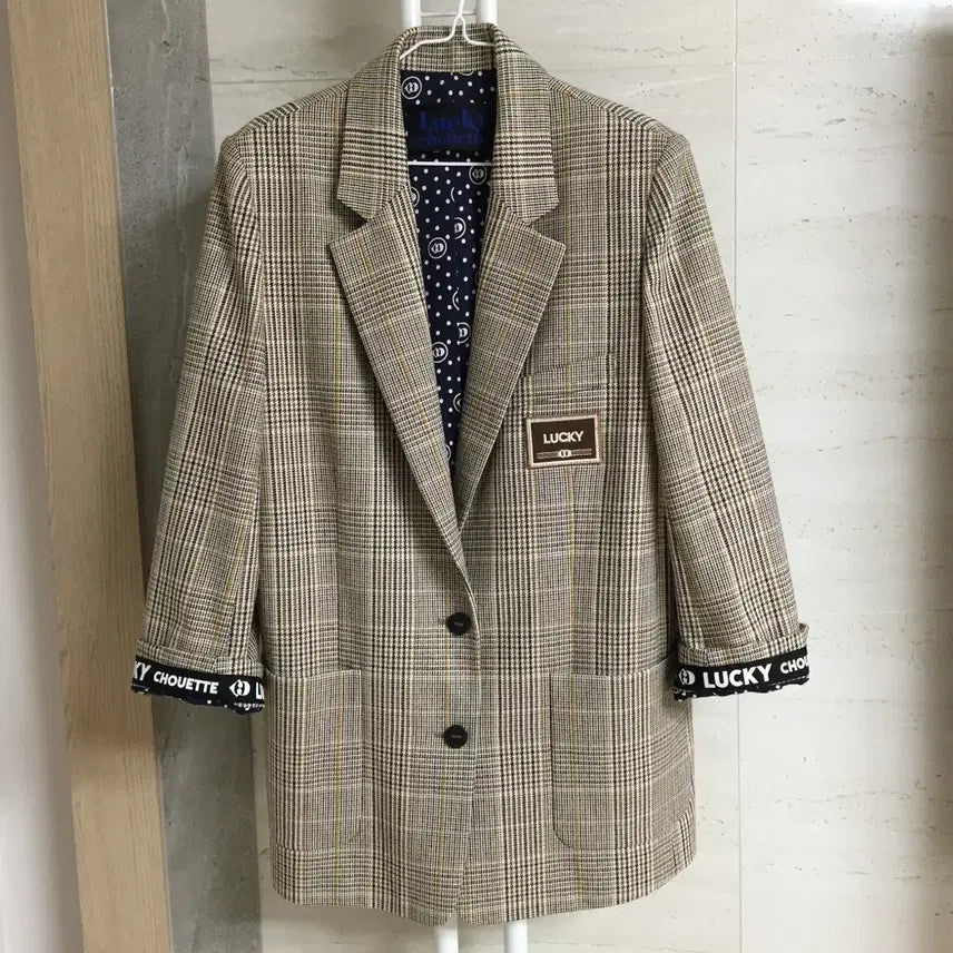 [BUNJANG] Lucky Chouette Check Color-Block Jacket / 럭키슈에뜨 체크 배색 자켓 55