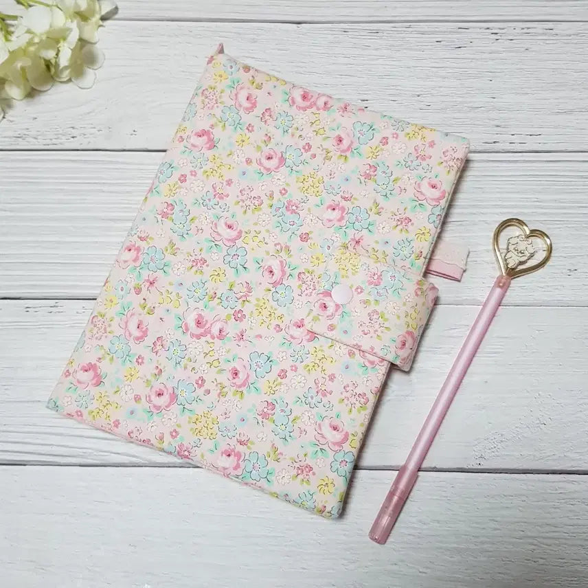 [BUNJANG] Handmade Pink Flower A5 Diary Cover (Korean Standard Edition) / {핸드메이드} 핑크 플라워 A5다이어리커버 (국판)