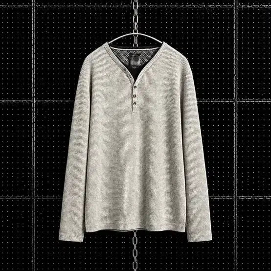 [BUNJANG] Olegy Waffle Henly Neck Long Sleeve / Olegy 와플 헨리넥 롱슬리브