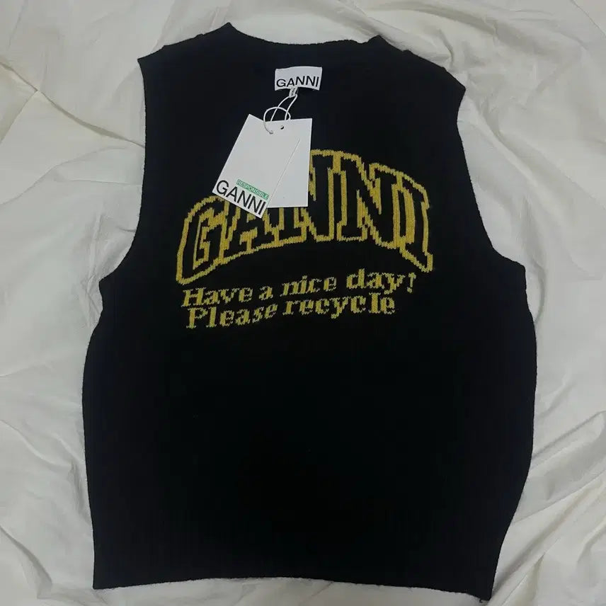 [BUNJANG] GANNI Knit Vest Black Yellow / 가니 조끼 새상품