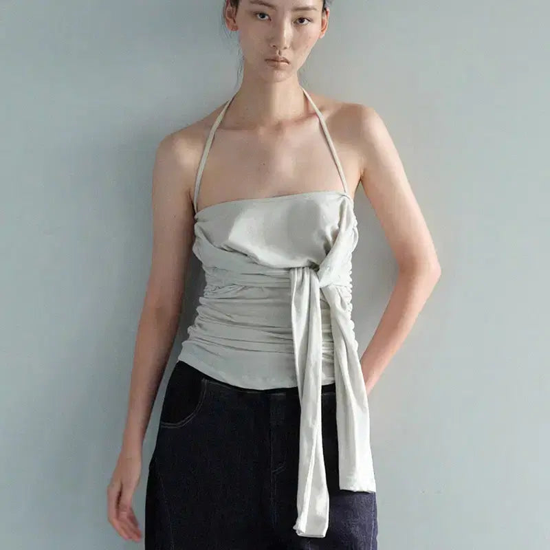 [BUNJANG] Cerric String Boat Neck Top Charcoal / (새상품) Cerric 세릭 스트링보트넥탑 차콜